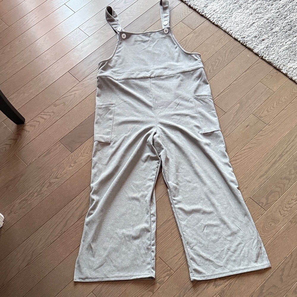 HALARA Light Gray Wide-Leg Overall Jumpsuit